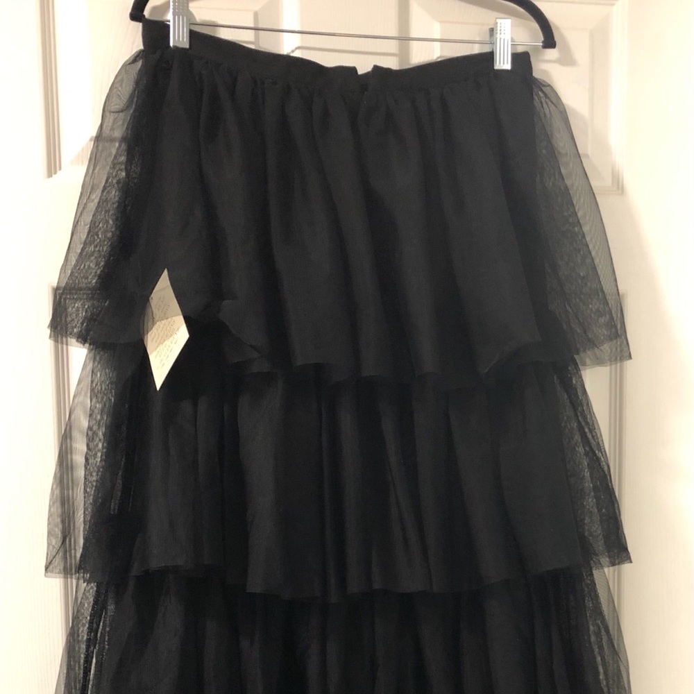 Long Black Multi-Layered Skirt